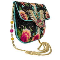 Hand-Beaded Black Butterfly Crossbody