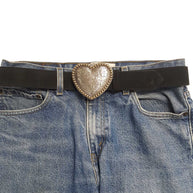 Heart Buckle Suede Belt
