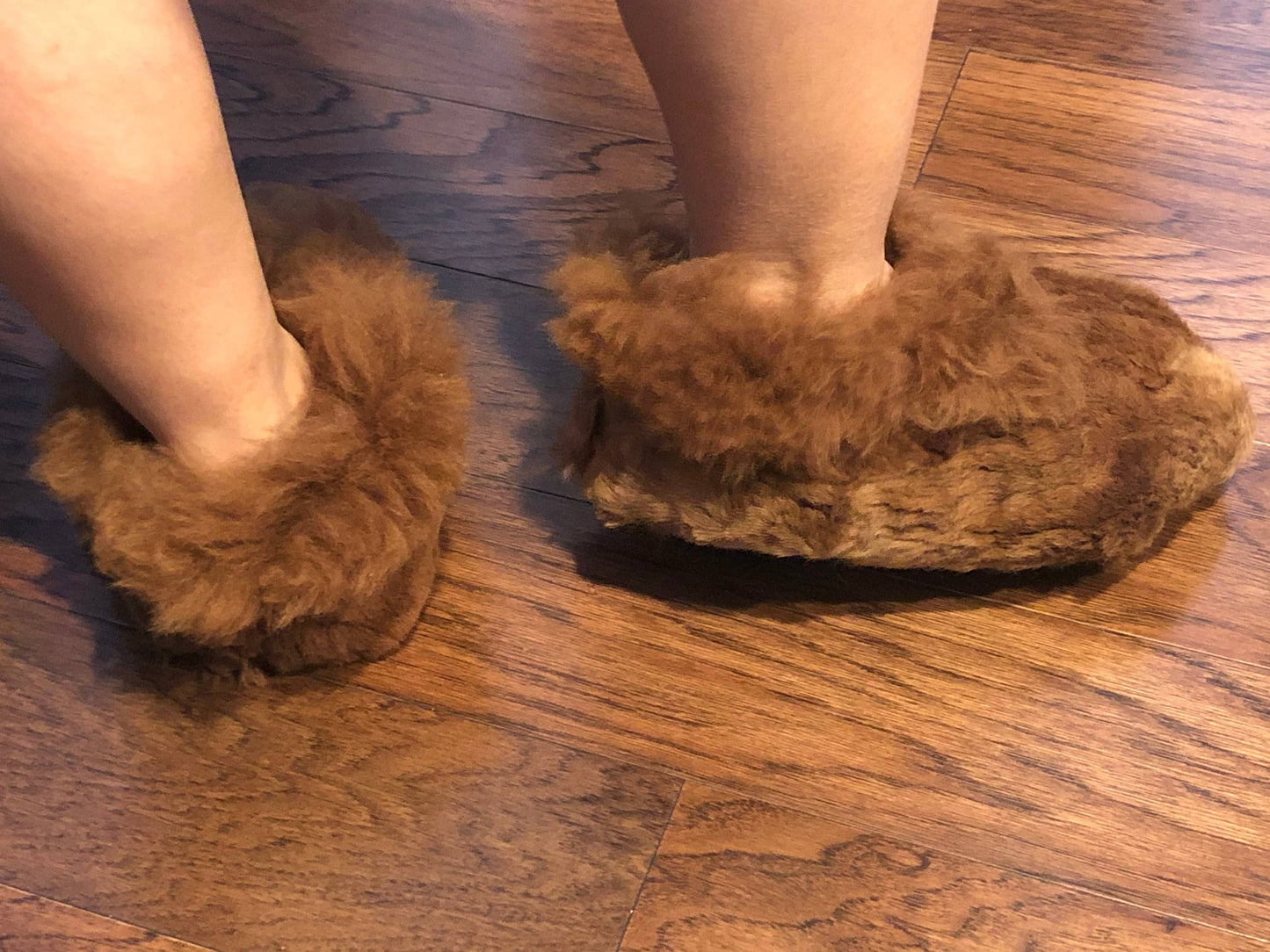 Alpaca Fur Slippers Brown Adult