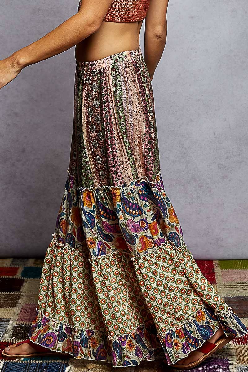 Patterned Wide Leg Pants