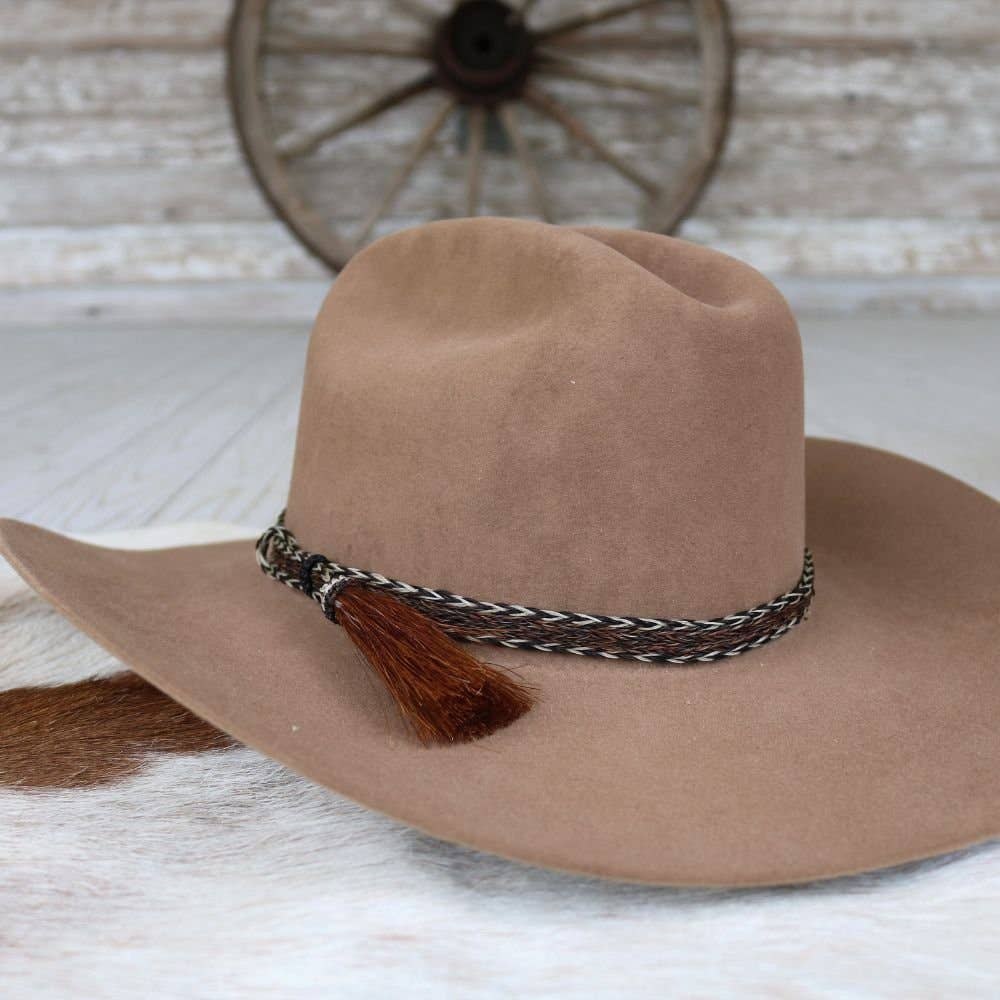 Horsehair Braided 5 Strand Hat Band - Overo