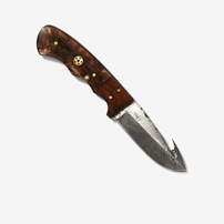 Damascus Skinning gut hook, Hunting Knife by Titan TD-1 7 6