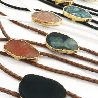 Gemstone Bolo Tie - Onyx (Gold)