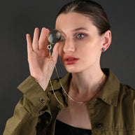 Semi Precious Hexagon Gemstone Studs (8mm gold)