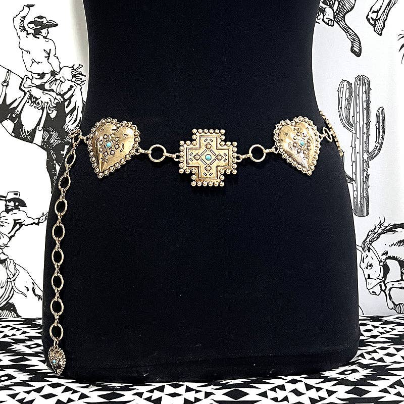 Light Weight Heart & Cross Concho Belt