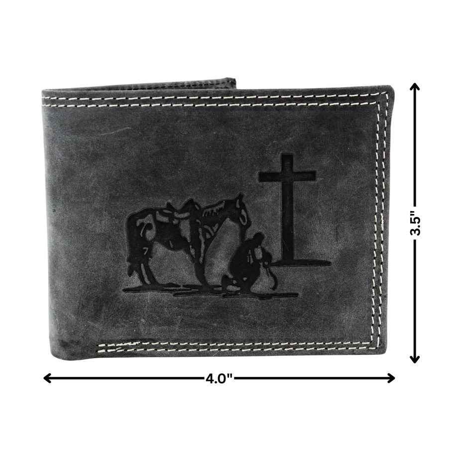 Men’s Bi-Fold Wallet with Praying Cowboy Emboss