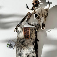 Western Tooled Leather Cowhide Mobile Pouch
