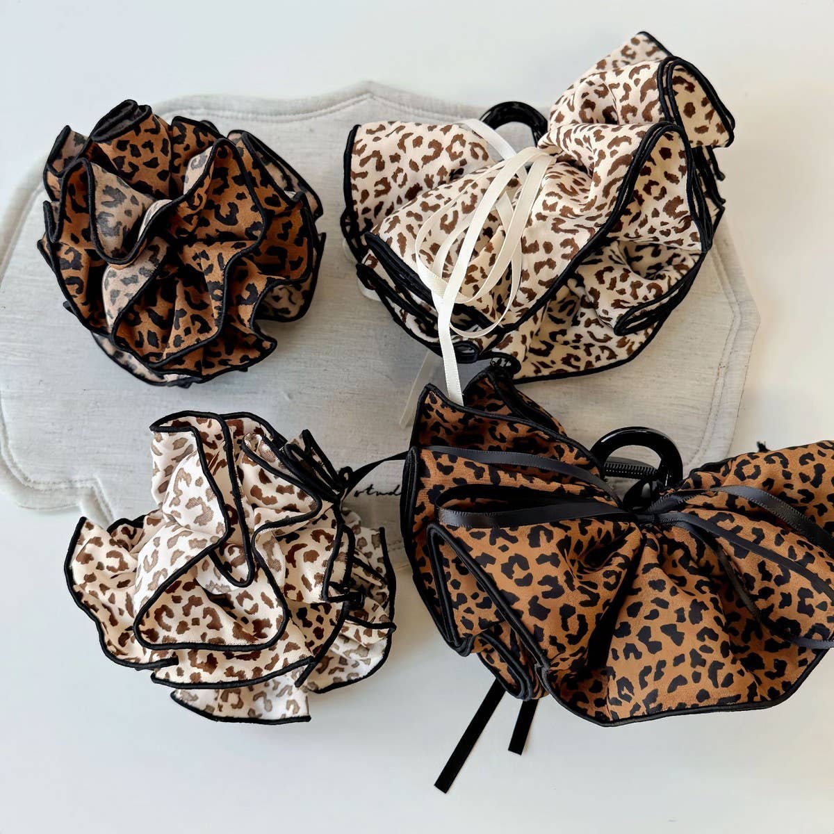 Leopard Bow Flower Claw Clip