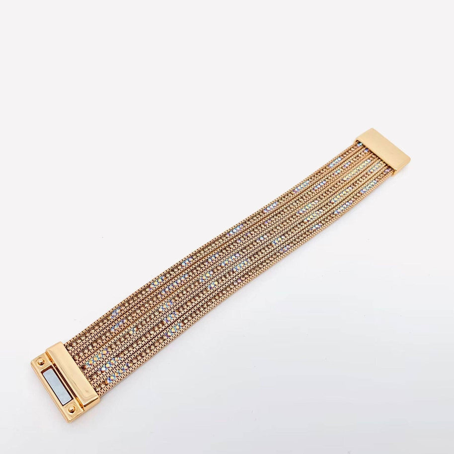 Crystal & Faux Leather Magnetic Bracelet