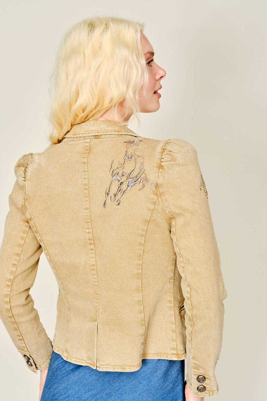 Denim Western Blazer, Taupe