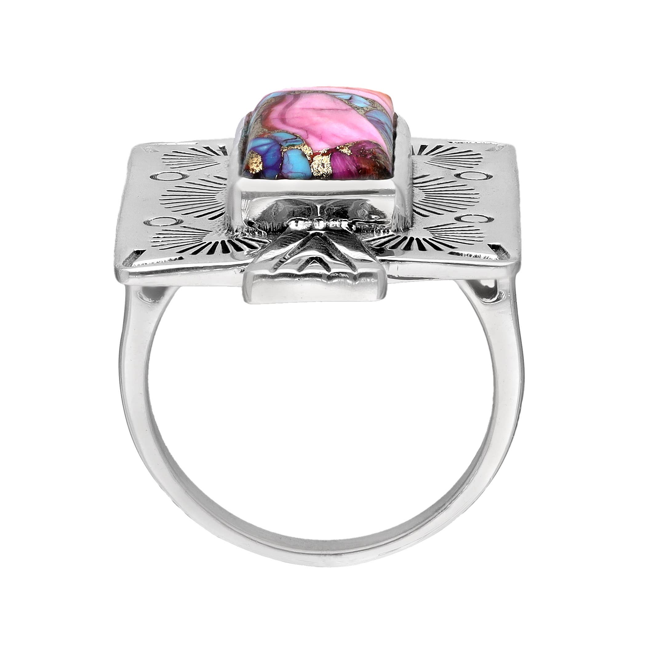 Pink Oyster Copper Turq. Sterling Ring