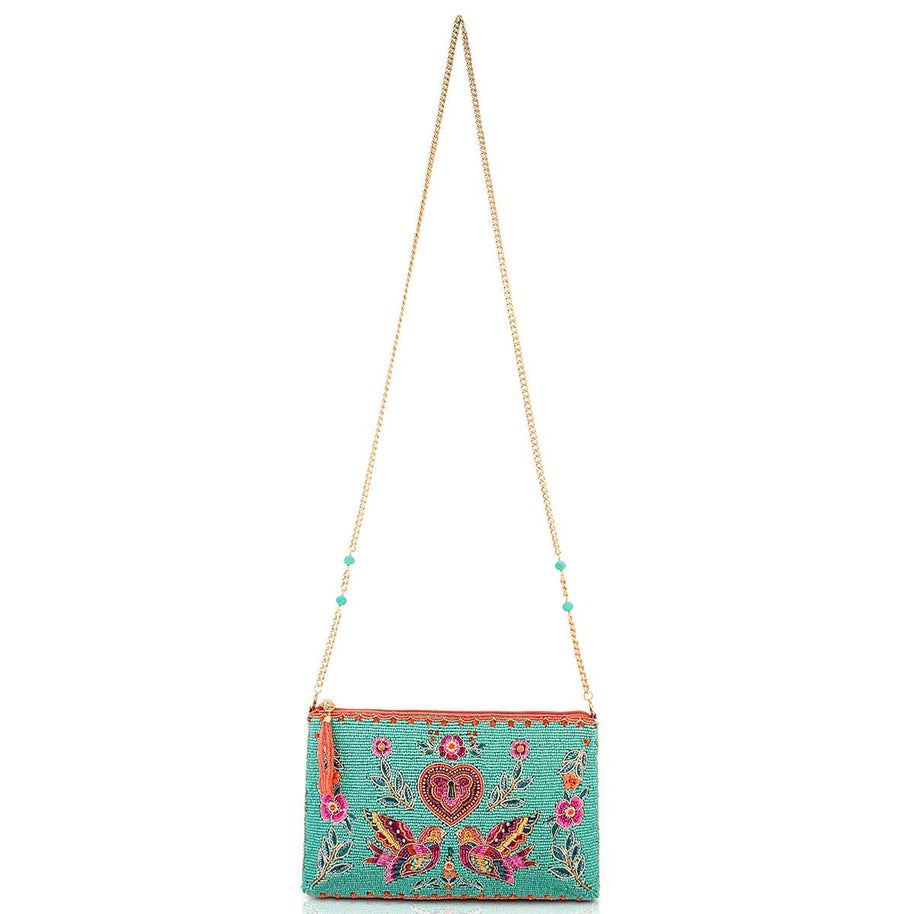 Lovebirds Turquoise Beaded Purse