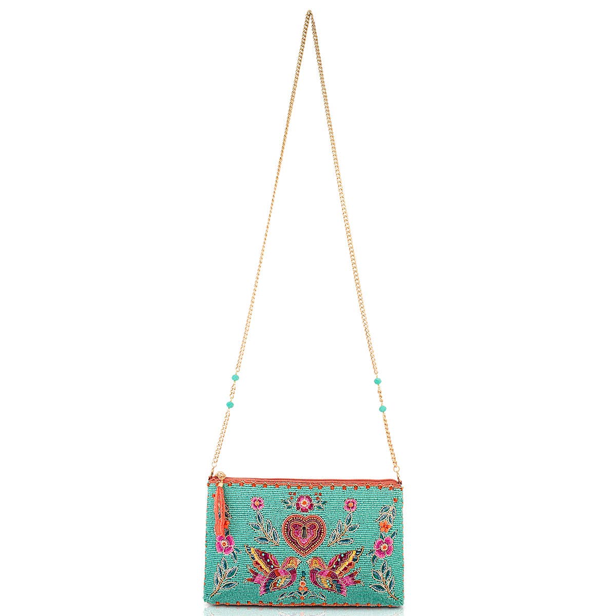 Lovebirds Turquoise Beaded Purse