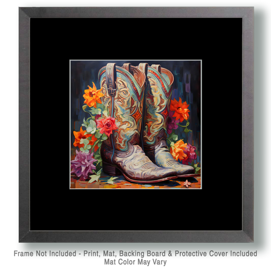 Fine Cowgirl Boots 8"x8" Art Print with Matte