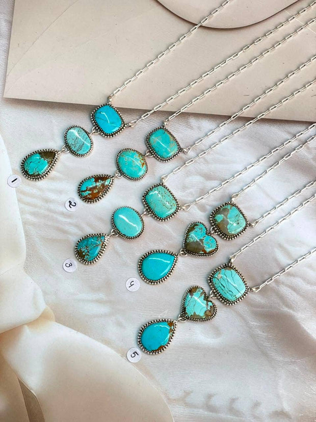 Handmade Sterling & Turquoise Drop Necklace