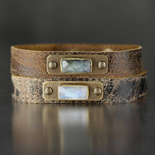 Leather Cuff with Stone