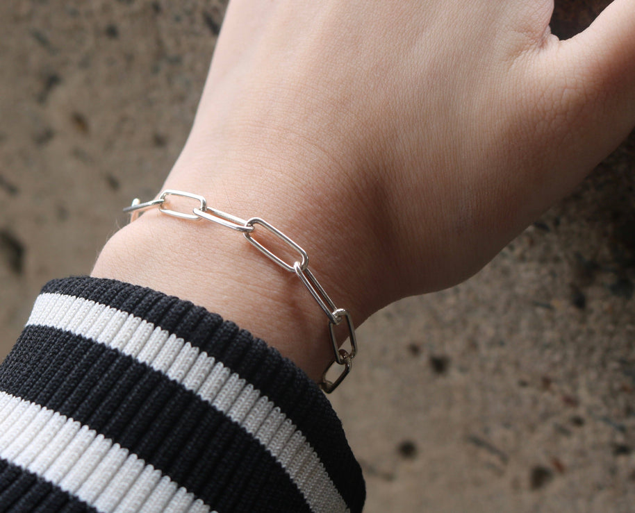Gold Plated Sterling Silver Paper Clip Bracelet