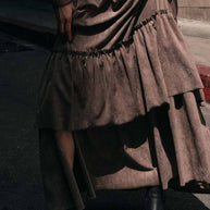 Faux Suede Tiered Maxi Skirt