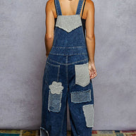 Crochet contrast patch overalls
