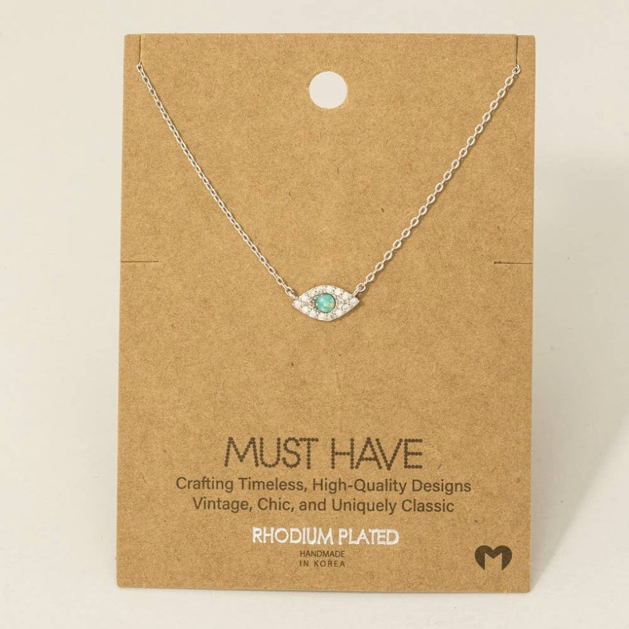 Opal Studded Evil Eye Necklace