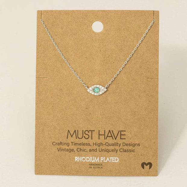 Opal Studded Evil Eye Necklace