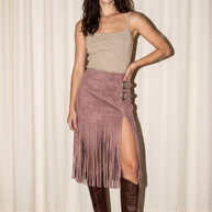 Black Fringe Buckle Skirt