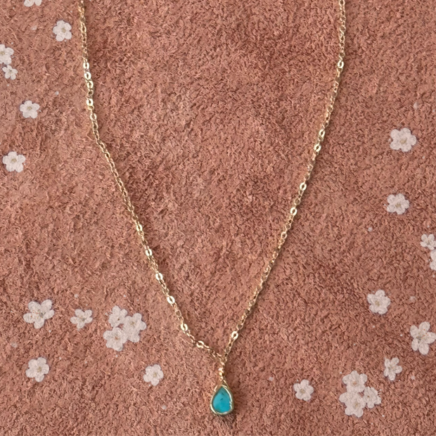 Kingman Turquoise drop gold encased necklace