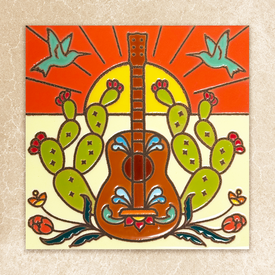 Guitar and Cactus Tile (9280)