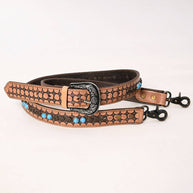 Tooled Leather Sling Bag Strap with Turquoise Beads ADBT146