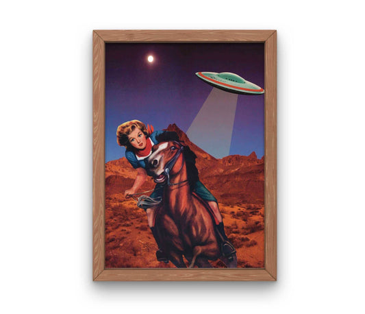 Space Cowgirl Collage Art Print