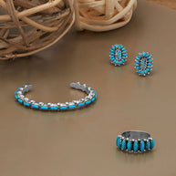 Handmade Marquise Turquoise Wide Band Ring Oxidized