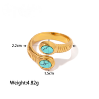 18K Gold-plated Stainless Steel Inlaid Stone Rings