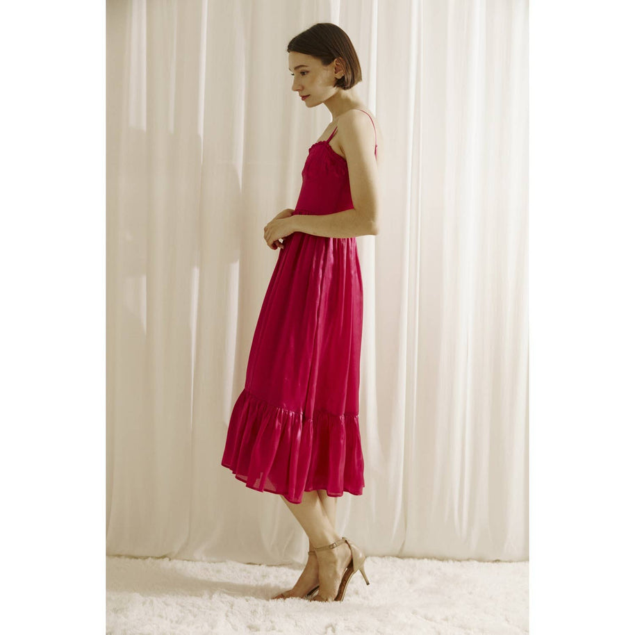 Bustier Midi Dress, Magenta