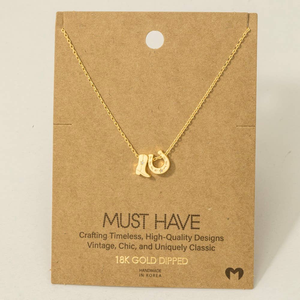 Boots Horse Shoe Charm Necklace