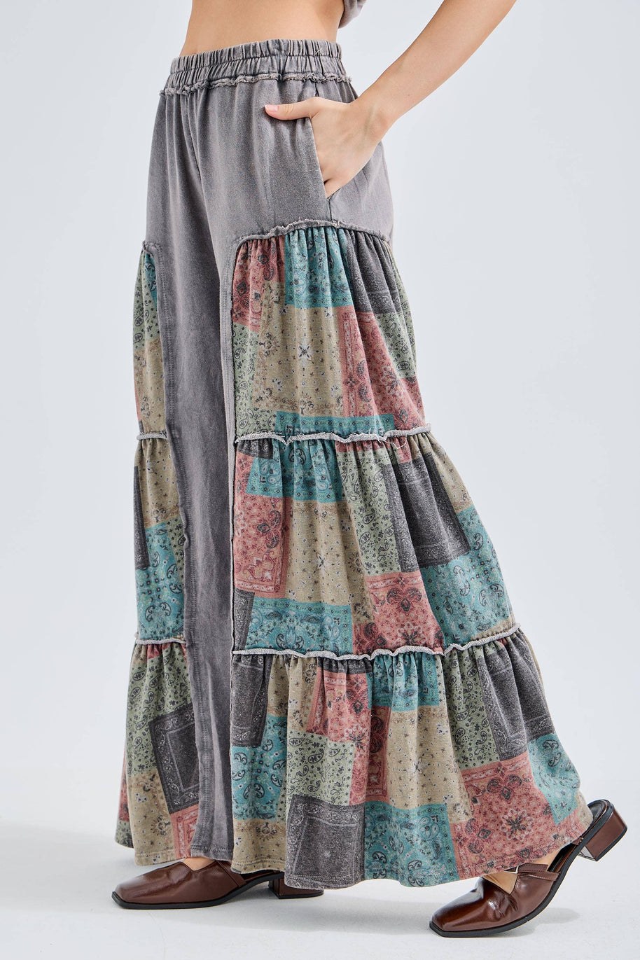 Tiered Boho Wide Leg Pants