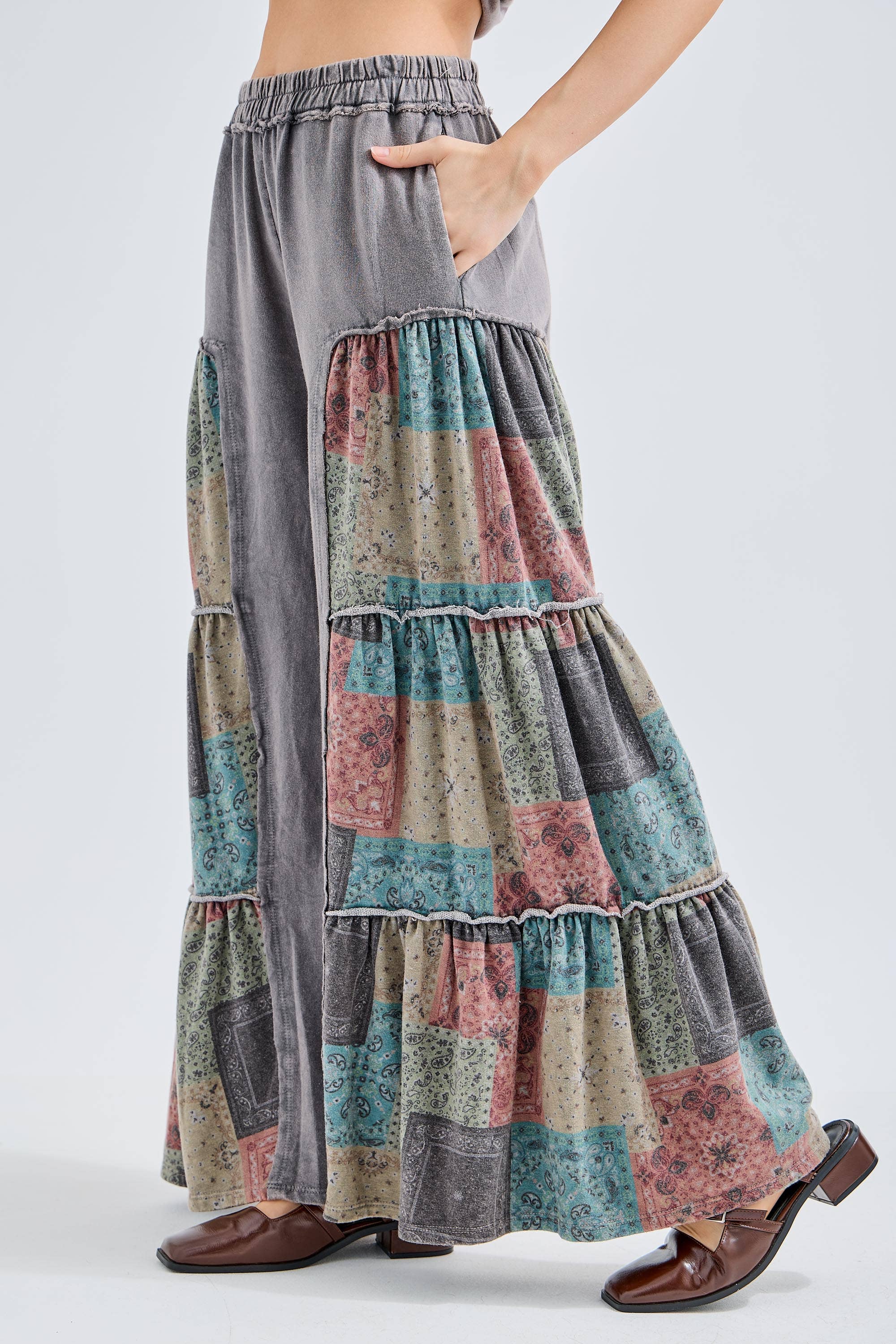 Tiered Boho Wide Leg Pants