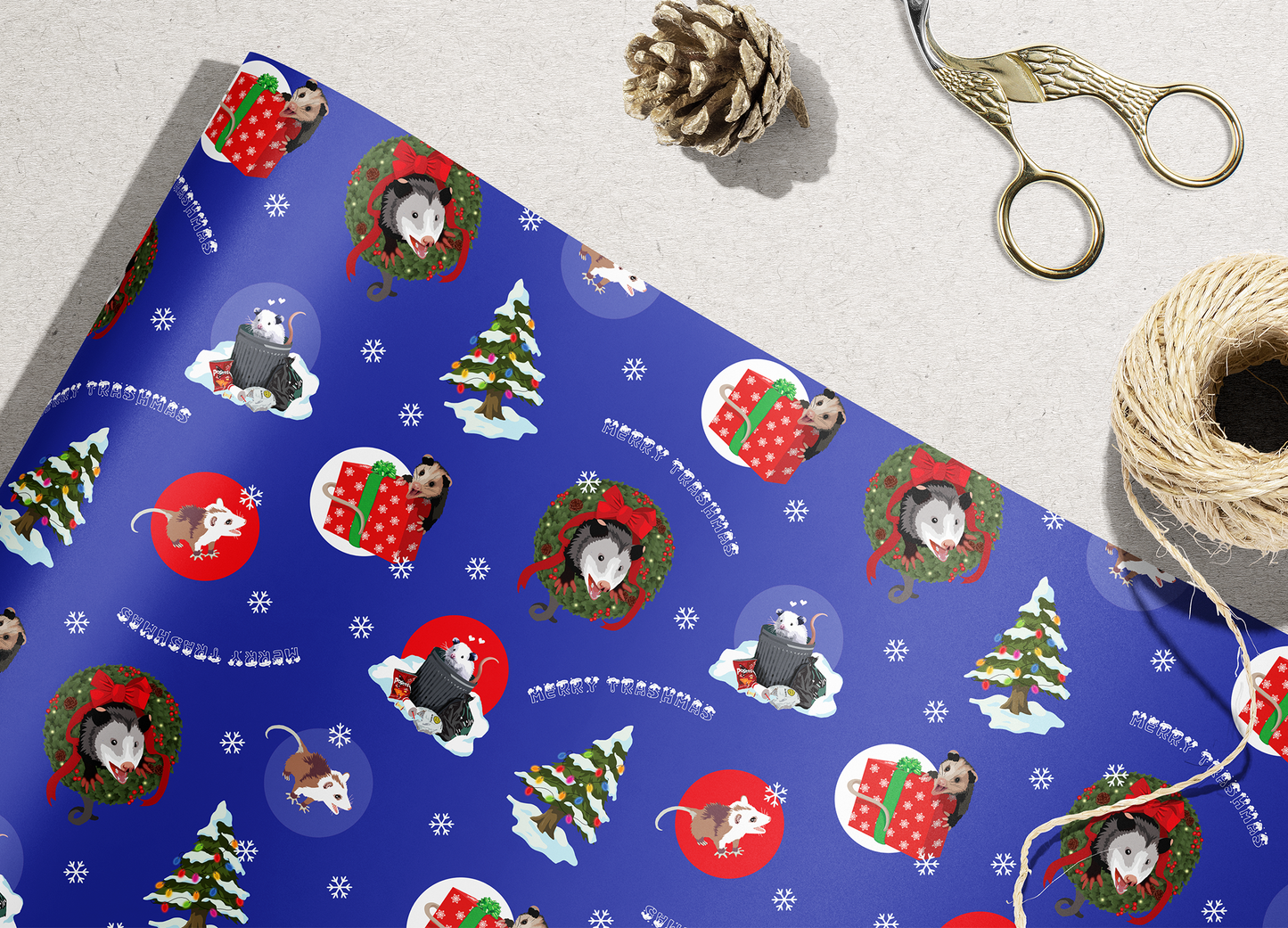 Merry Trashmas Wrapping Paper - Possum Christmas Gift Wrap