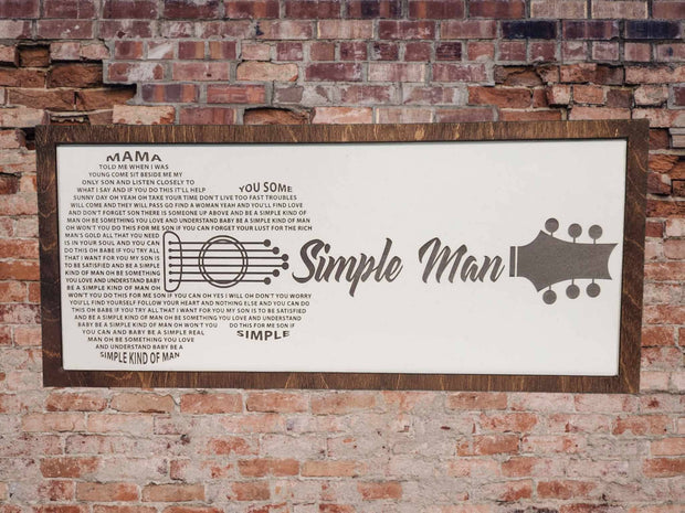 Handmade Lynyrd Skynyrd Simple Man Lyrics Sign