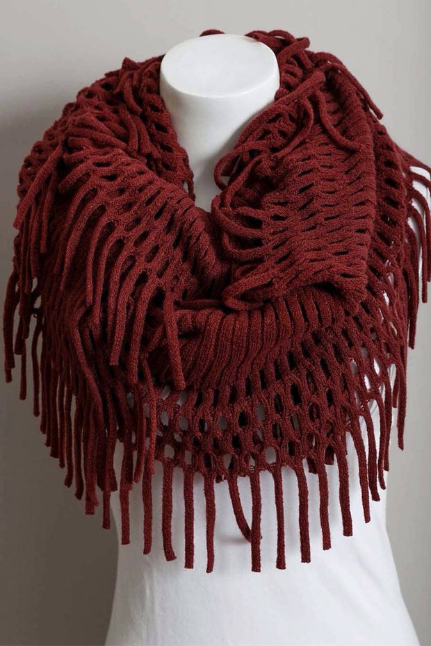 Fringe Knit Infinity Scarf
