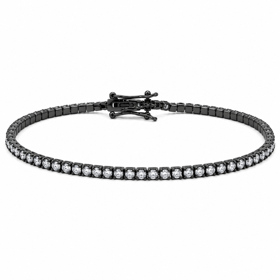 Sterling Silver Gunmetal CZ 7" Bracelet