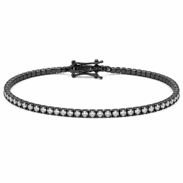Sterling Silver Gunmetal CZ 7" Bracelet