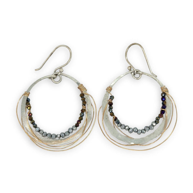 Metallic Crystal Hoop Earrings
