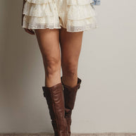 Eyelet Ruffle Tiered Shorts