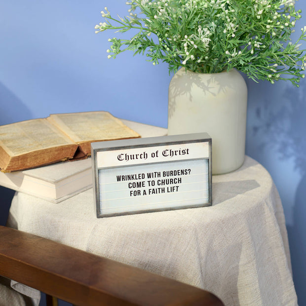 Wrinkled With Burdens Block Sign