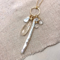 Pearl Cluster Long Necklace