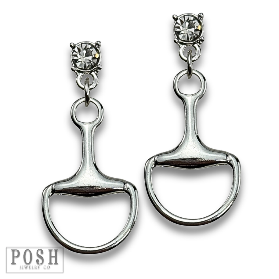 Equestrian charm rhinestone earring