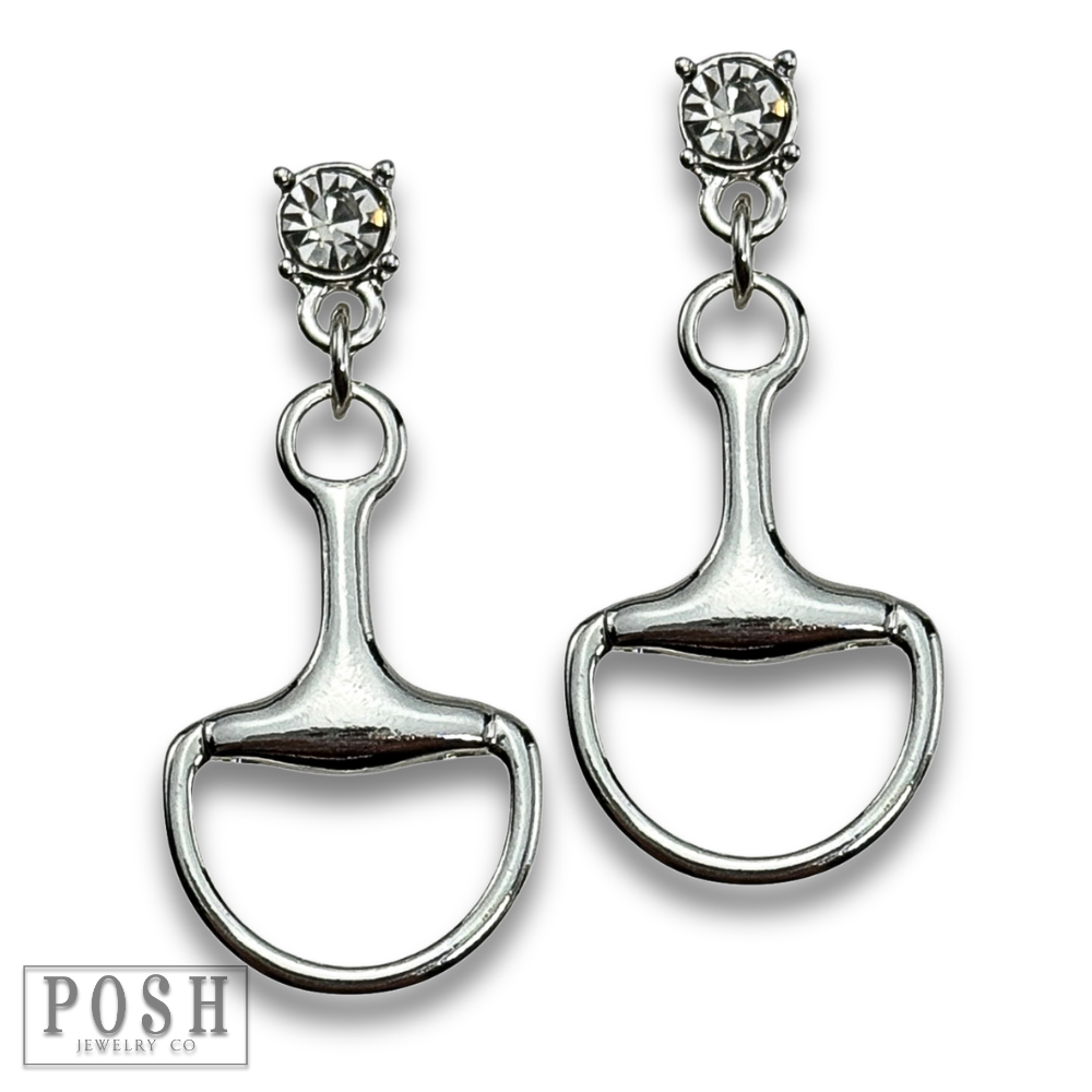 Equestrian charm rhinestone earring