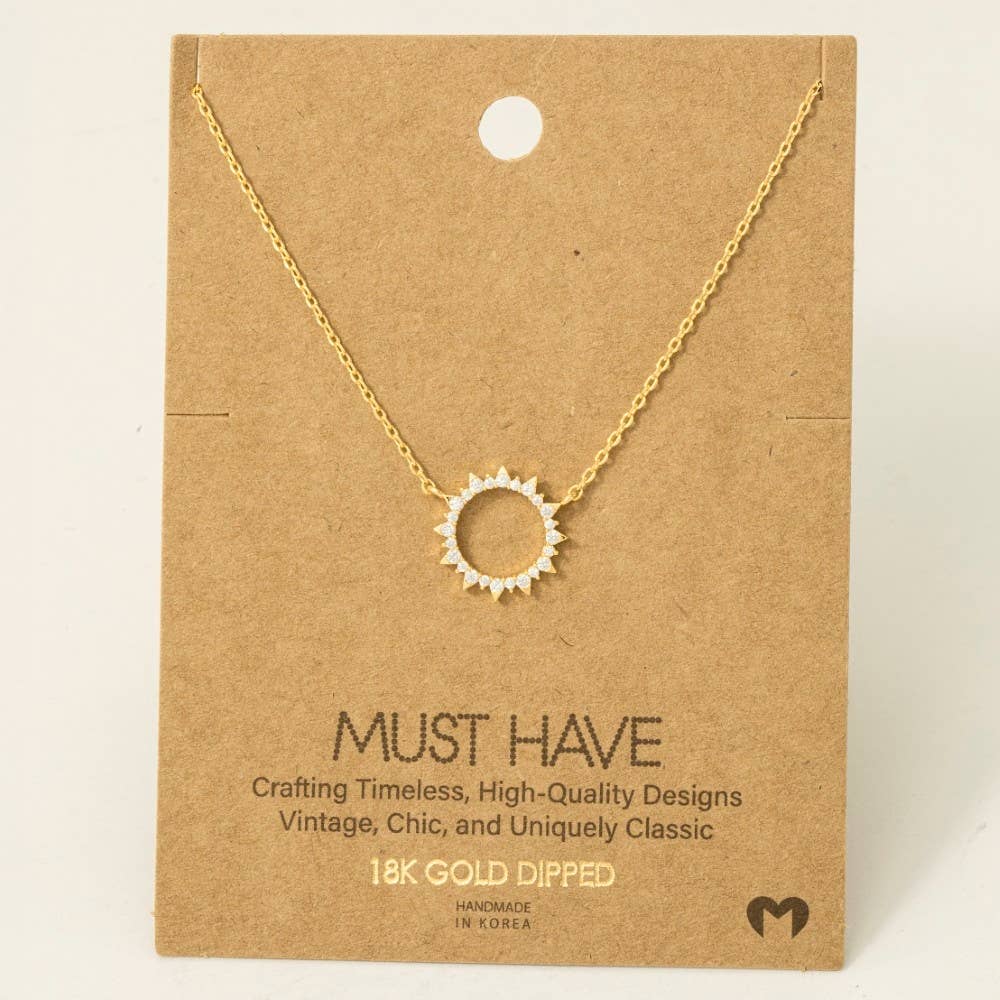 Pave Circle Sun Necklace