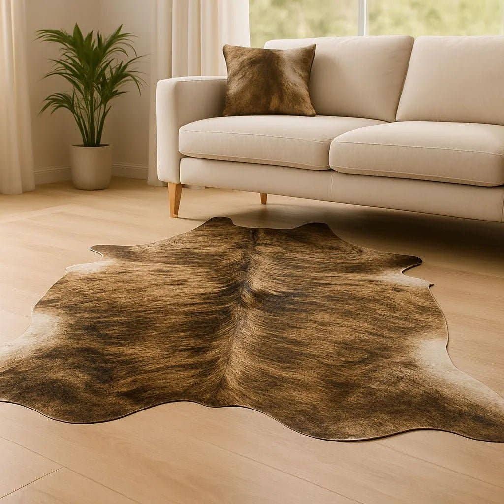 Exotic Brindle Cowhide Rug: 7x7