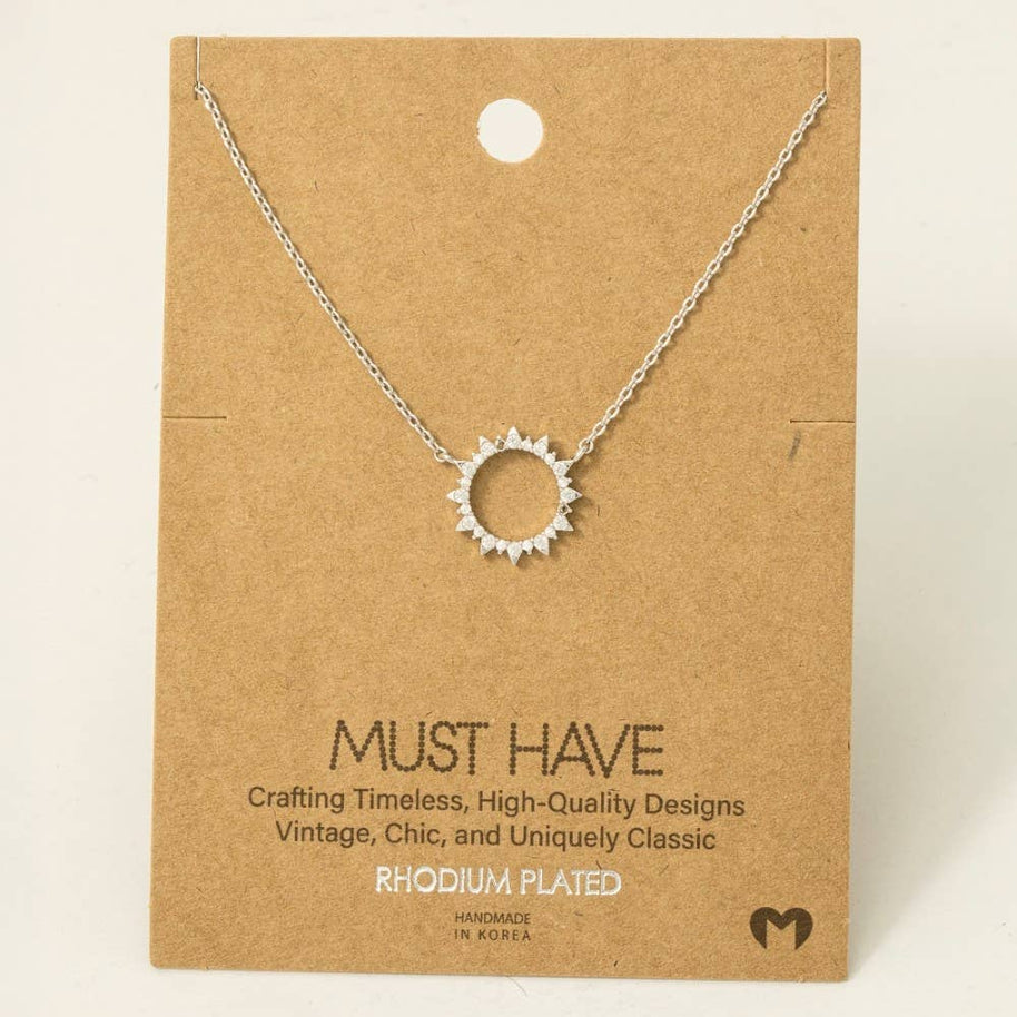 Pave Circle Sun Necklace